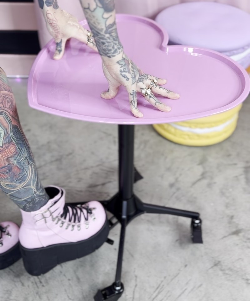 Heart tray station from Ghost Tattoo Co, in Tia Berry's tattoo station