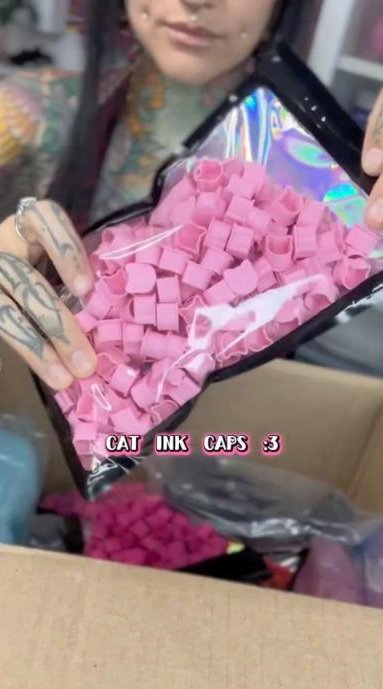 Pink cat ink caps from Lunar Tattoo Supply